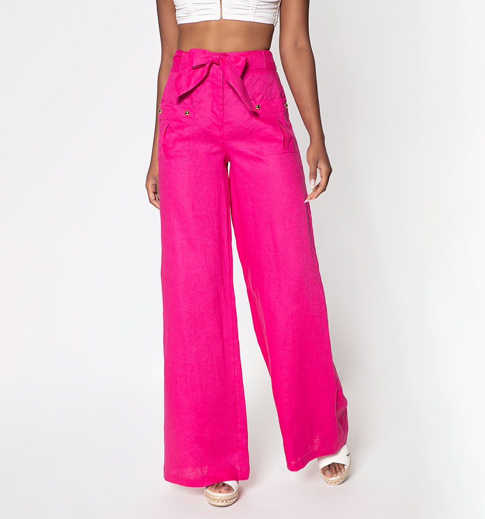 Womens High Waisted Palazzo Pants Solid Front Self Tie Knot Cotton Linen Wide  Leg Pants Boho Beach Flowy Trousers - Walmart.com