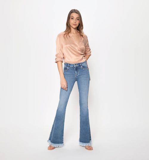 WOMEN'S MID RISE BELL BOTTOM JEAN