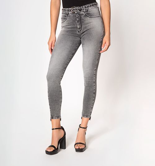 Ultraslim high rise five pocket jean with strap