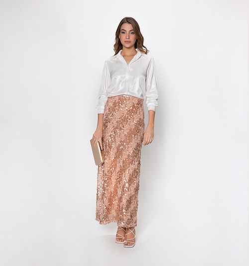 High-Rise Fitted Long Skirt With Sequins