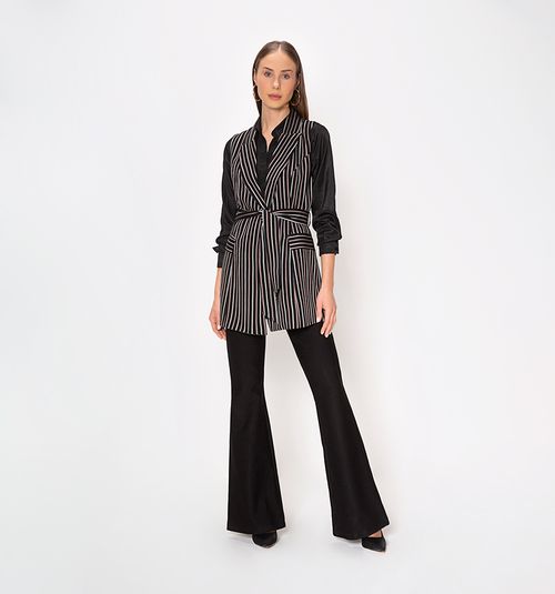 Long striped vest with lapel