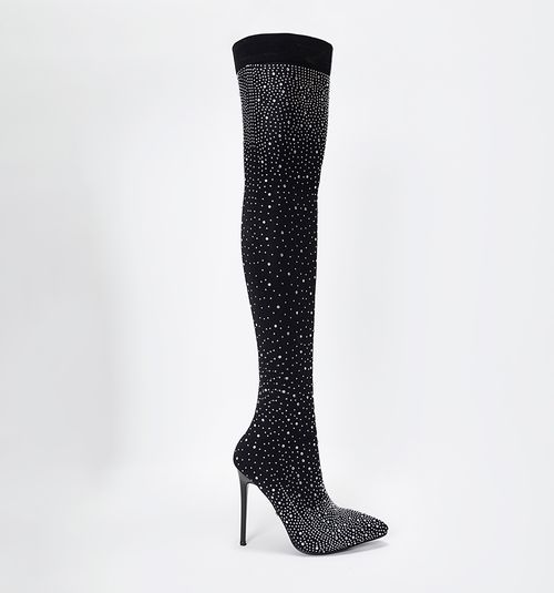 Over the Knee Sock Boot with Silver Hot Fix