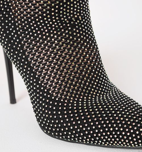 Mid-Calf Boot with Multicolored Hot Fix and Stiletto Heel