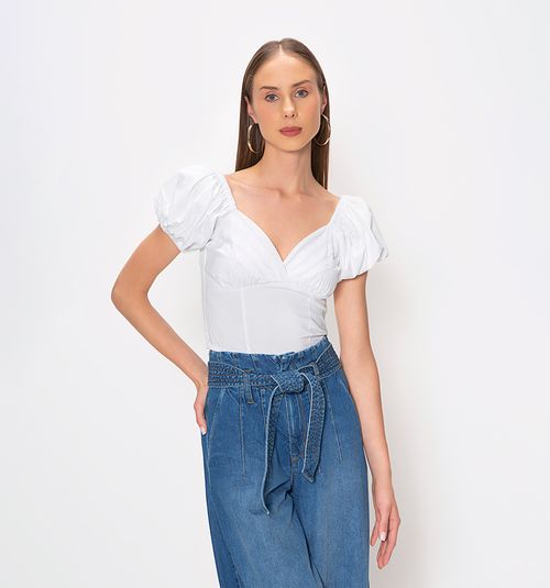 Short Bell Sleeve Blouse with Pintucks