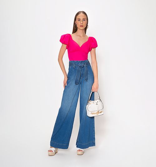 Short Bell Sleeve Blouse with Pintucks