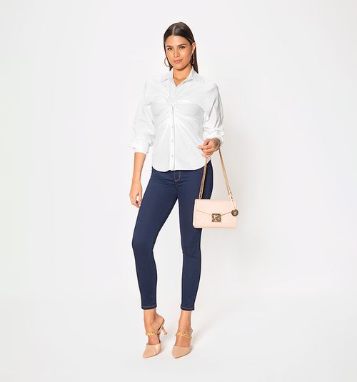 Long Sleeve Shirt Blouse with Front Crisscross
