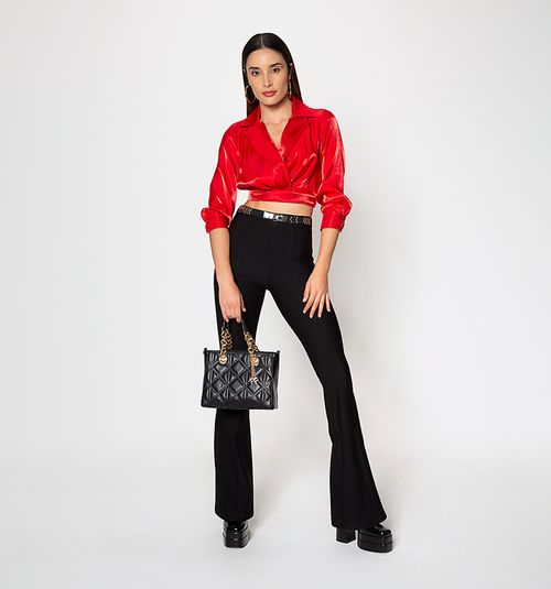 3/4 Sleeve Cross Blouse With Sash
