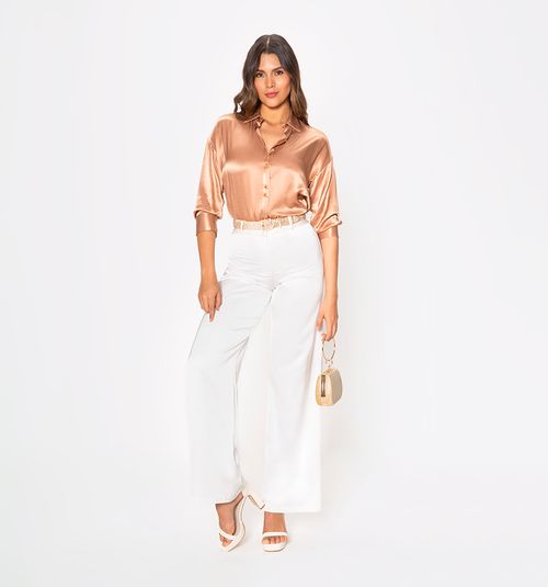 3/4 Sleeve Blouse with Front Double Buttons and Gold Detail on the Back