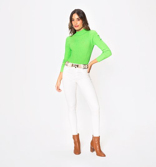 Long-Sleeve Knit Blouse With Mock Neckline