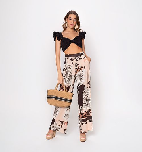 Double ruffle crop top with spaghetti straps