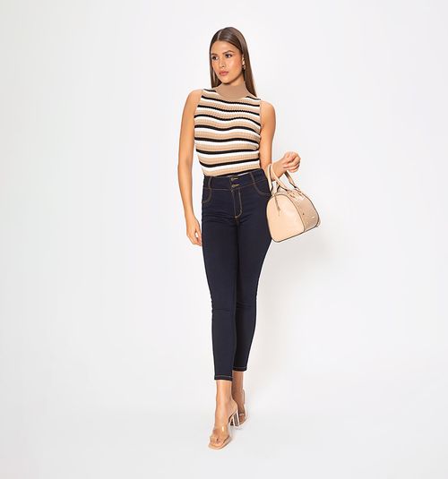 Striped Lurex Knit Sleeveless Blouse