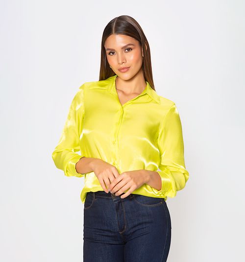 Long Sleeve Sateen Shirt Blouse