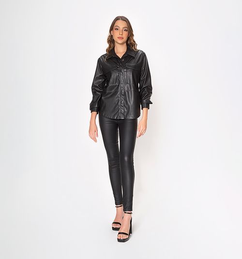 Long Sleeve Shirt Blouse with Pocket and Flap