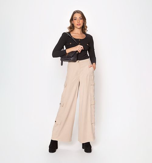 Long-Sleeved Woven Blouse With Front Flaps