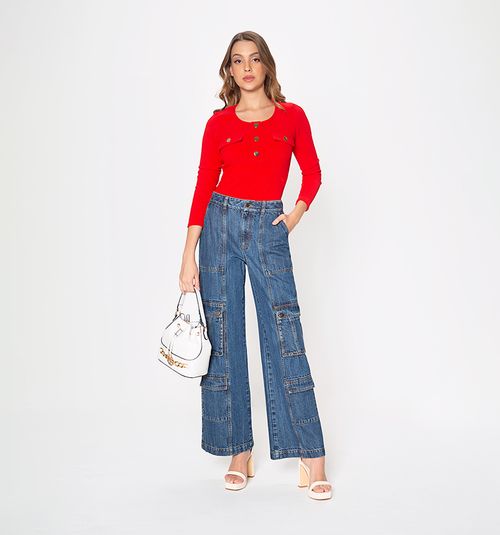 Long-Sleeved Woven Blouse With Front Flaps