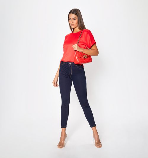 Basic Short Sleeve Blouse with Back Closure
