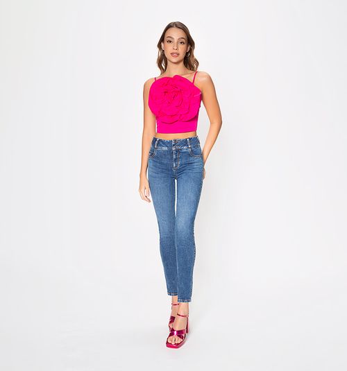 Blouse With Straps And A Maxi Rose