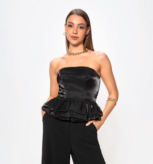 Strapless Blouse with Large Peplum
