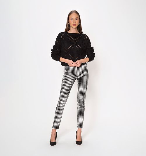 High waist leggings with plaid print