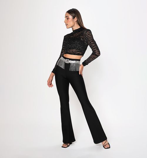 High waisted leggings with crystal belt