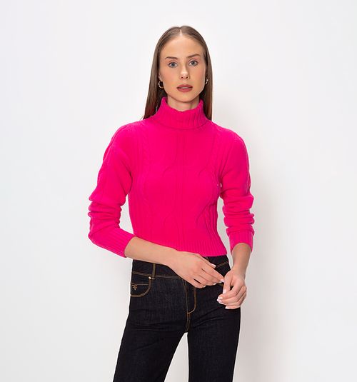 Turtleneck Knit Sweater With Textured Channels