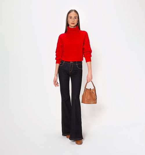 Turtleneck Knit Piece With A Cropped Waist And Wide Sleeves