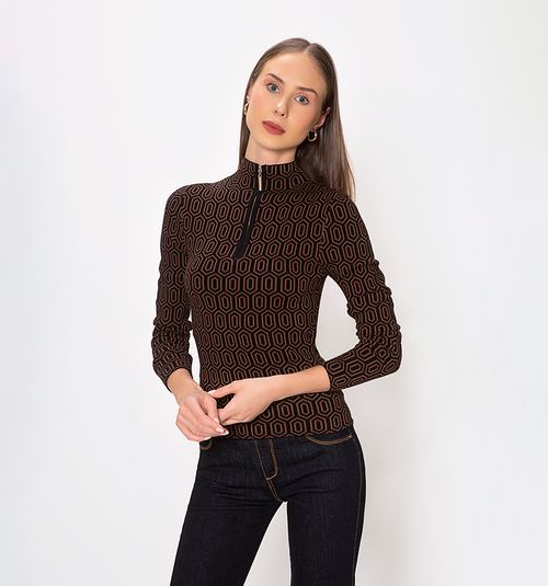 Hexagon Pattern Turtleneck Sweater