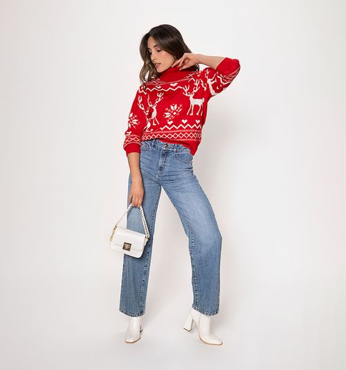 Women's Christmas Sweater with Reindeer Design