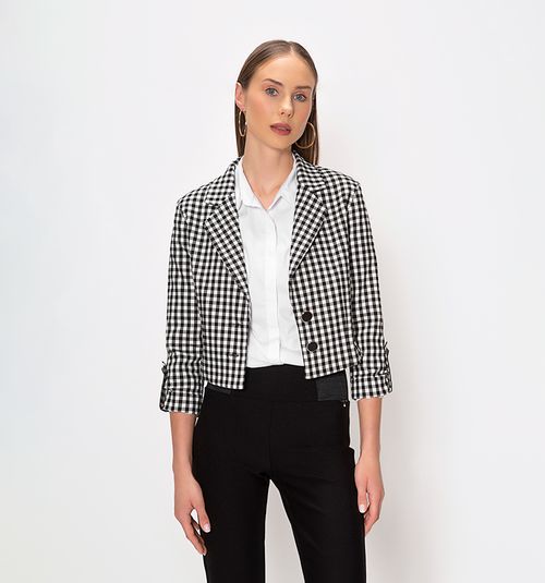 Short Plaid Blazer