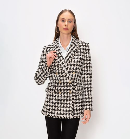 Houndstooth Blazer With Lurex and Shawl Lapel