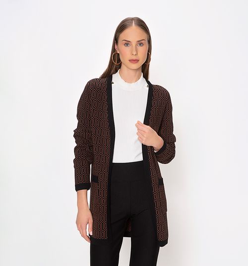 Hexagon Cardigan With Two Frontal Pockets