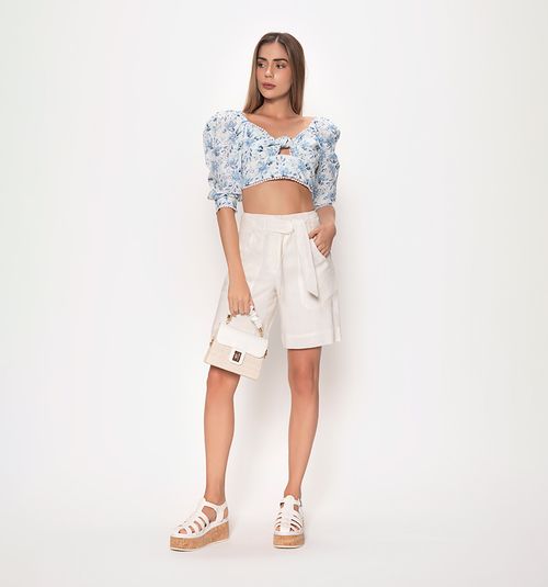 HIGH-WAIST BERMUDA, PATCH POCKETS, WITH