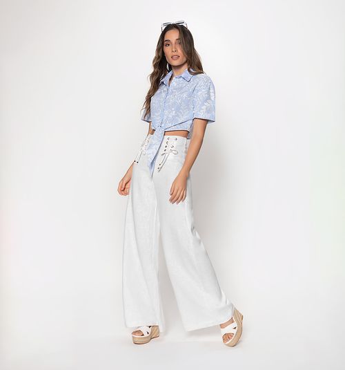 High-rise Palazzo Pants with Crossover