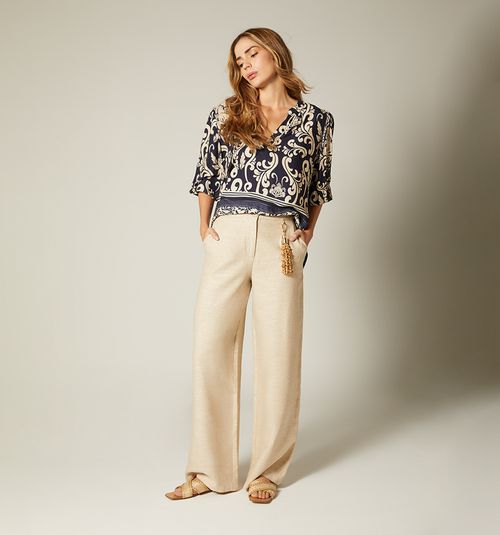 PALAZZO PANTS WITH WAISTBAND DETAIL