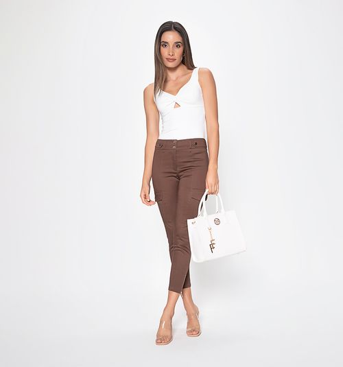 HIGH WAISTED FITTED PANTS WITH DETAIL