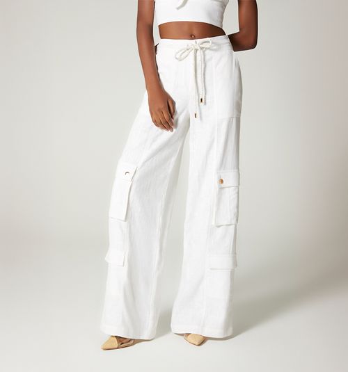 HIGH-WAIST PALAZZO WITH CARGO POCKETS