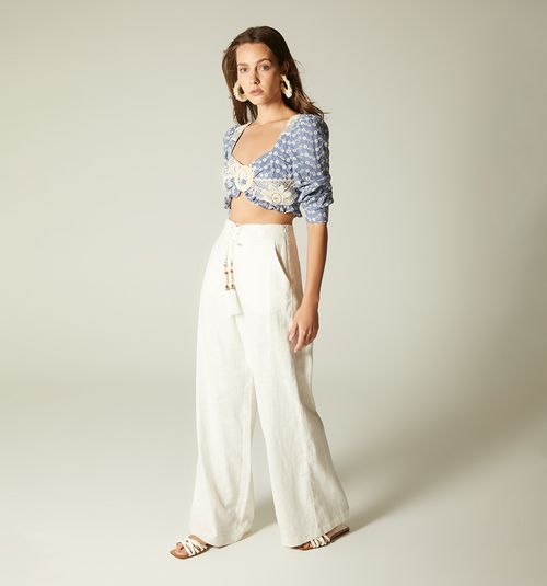 PALAZZO PANTS WITH WAISTBAND DETAIL