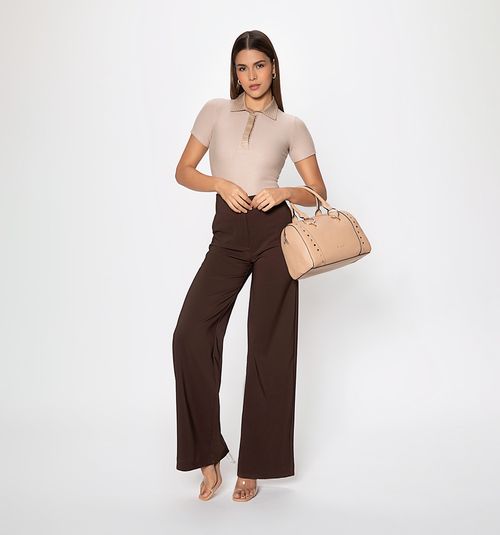 High-waisted palazzo pants with pleats