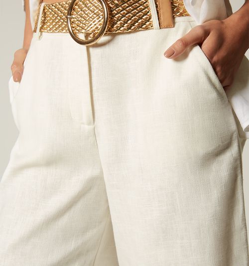 CULOTTE PANTS WITH SLITS AND BELT