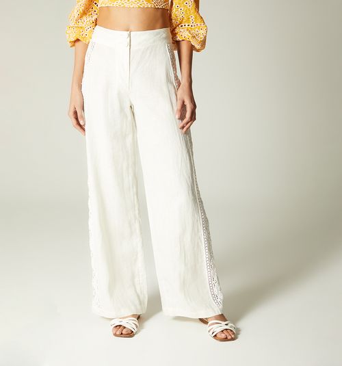 HIGH WAIST PALAZZO PANTS WITH LACE