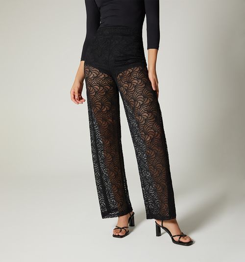 High-waisted palazzo-style pants with pant