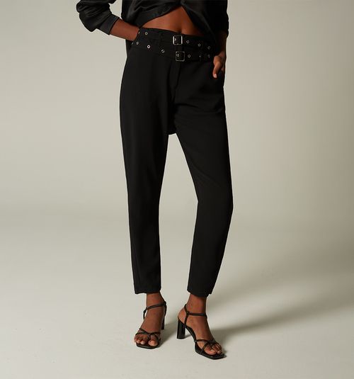 High-Waisted Pants with Double Belt