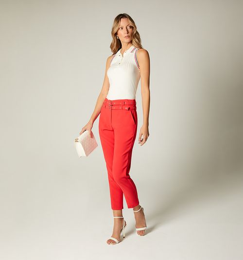 High-Waisted Pants with Double Belt