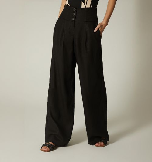 HIGH WAIST PALAZZO PANTS WITH WIDE WAISTBAND