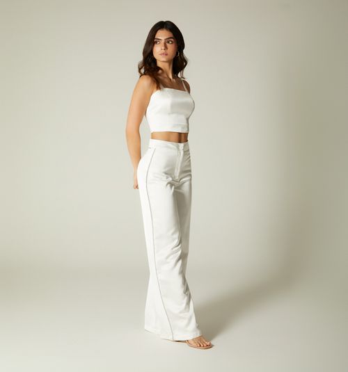 High Waist Palazzo Pants with Side Br