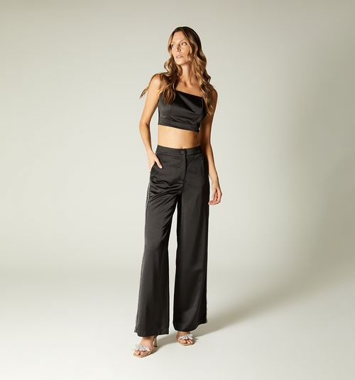 High Waist Palazzo Pants with Side Br