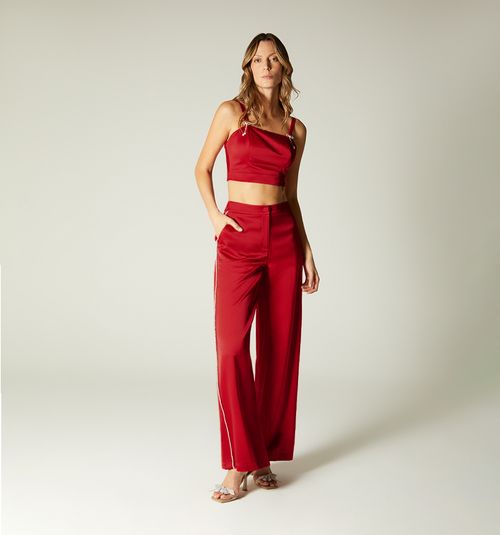 High Waist Palazzo Pants with Side Br