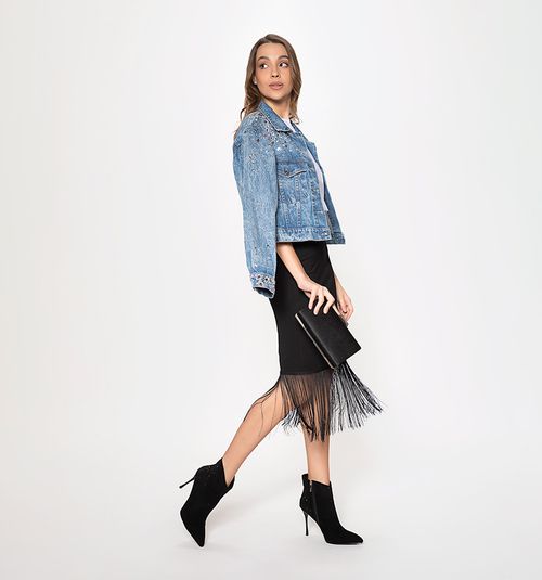 KNEE-LENGTH SKIRT WITH FRINGES