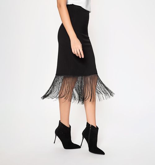 KNEE-LENGTH SKIRT WITH FRINGES