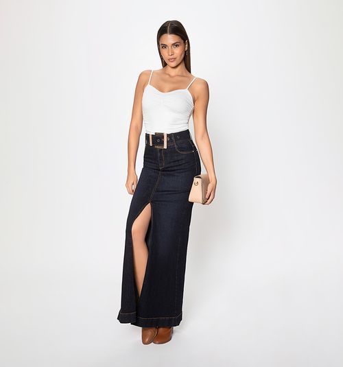 LONG WAIST SKIRT, FIVE POCKETS